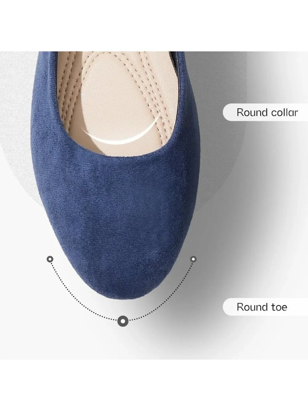 Women's Navy Round Toe Ballet Flats Comfortable Ballerina Dress Shoes